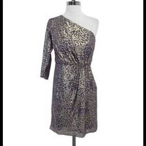 Shoshanna one shoulder lavender and gold dress